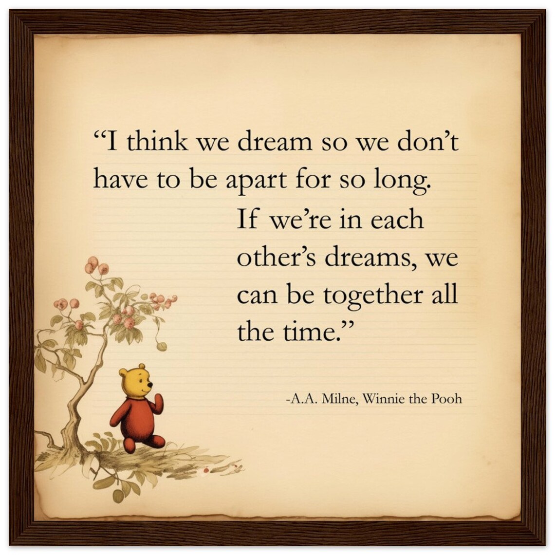 Winnie the Pooh Dream Together Quote Vintage Book Page Poster - Image 4
