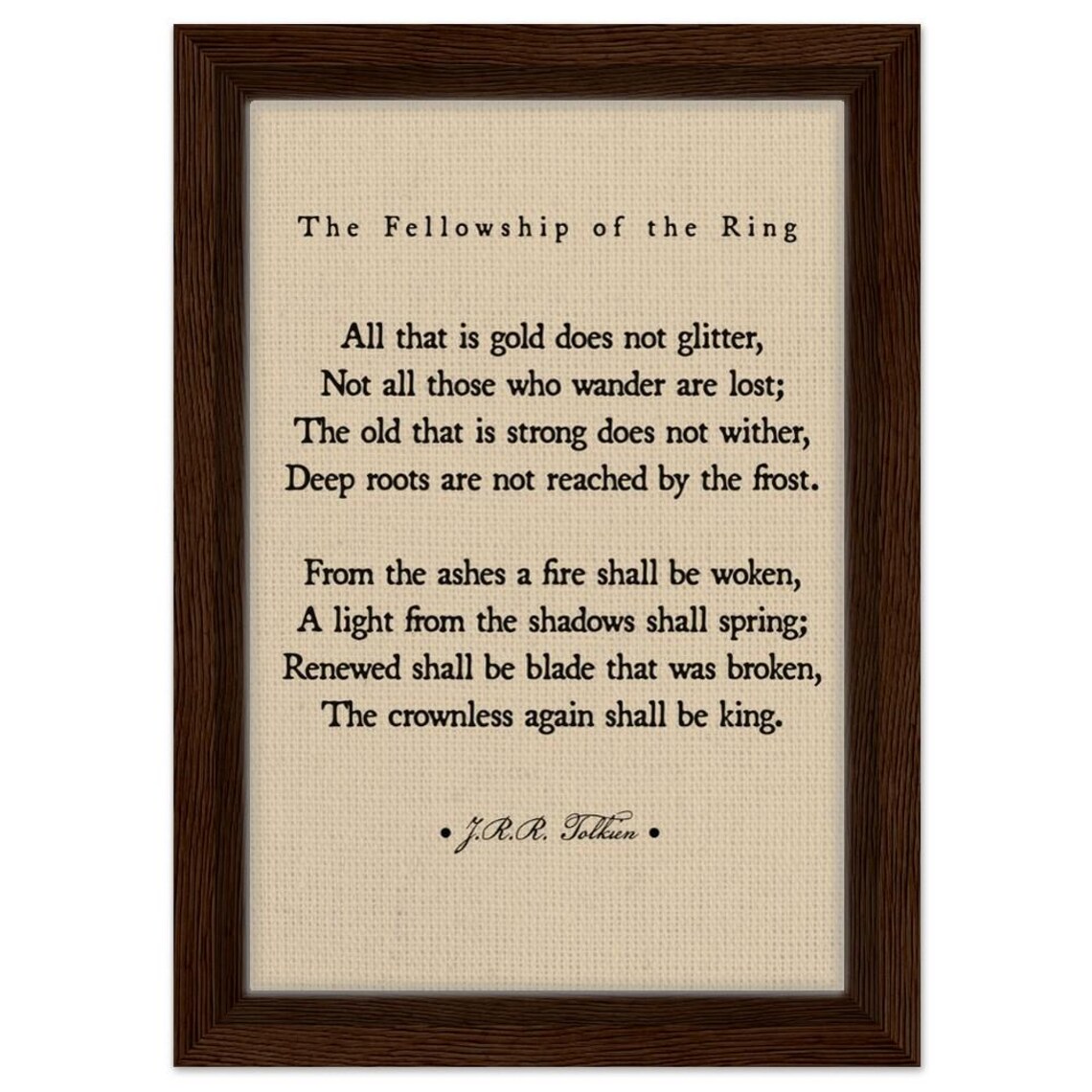 JRR Tolkien Quote Print "All That Is Gold Does Not Glitter" Natural Linen Design - Image 2