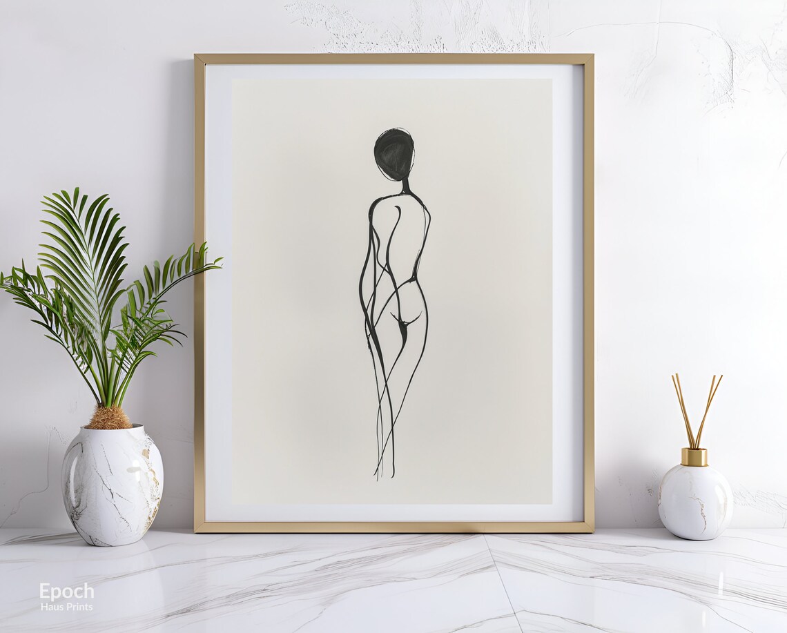 Abstract Woman Stencil Line Art, Minimalist Figure