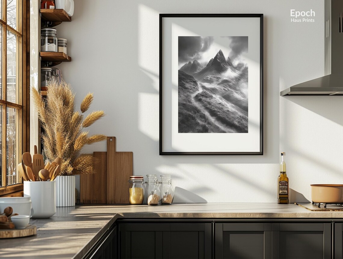 Winding Trail Through Mountains, Minimalist Landscape - Image 3