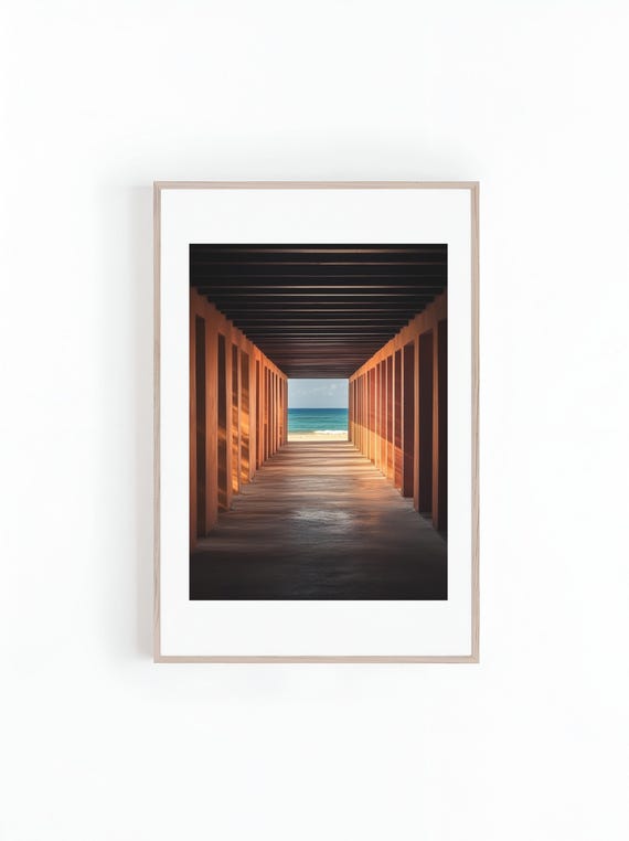 Beach Sunset Hallway, Geometric Architecture Poster
