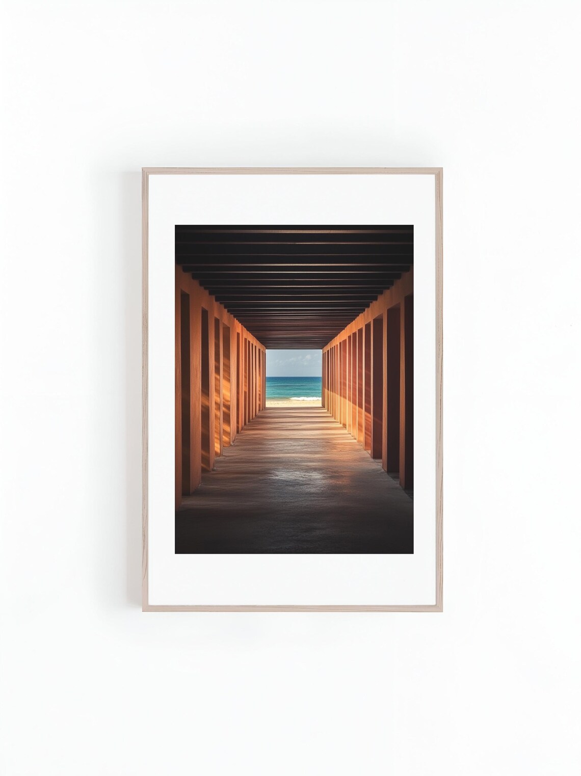 Beach Sunset Hallway, Geometric Architecture Poster