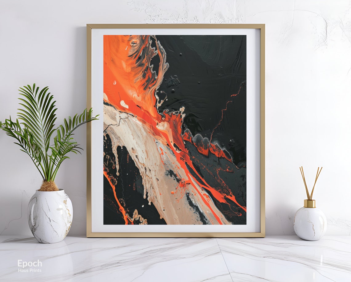 Red Lava Flow, Minimalist Wall Art Print - Image 3