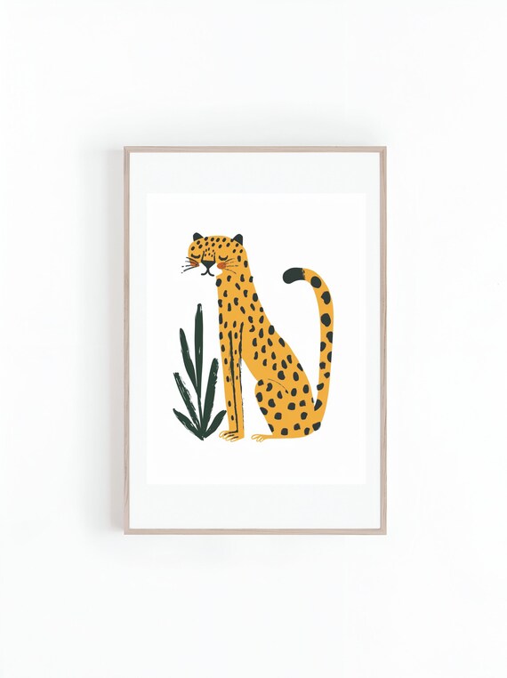 Cheetah Cat Drawings, Nursery Decor Art Print