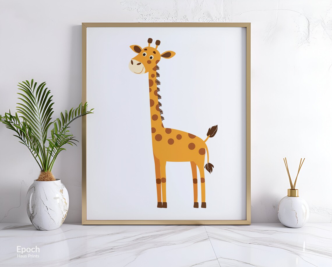 Giraffe Safari Animal Nursery Art Print