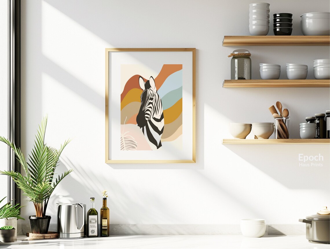 Rainbow Patterned Zebra, Minimalist Animal Print - Image 3