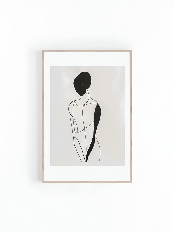 Stencil Line Drawing Of Woman, Minimalist Abstract Figure