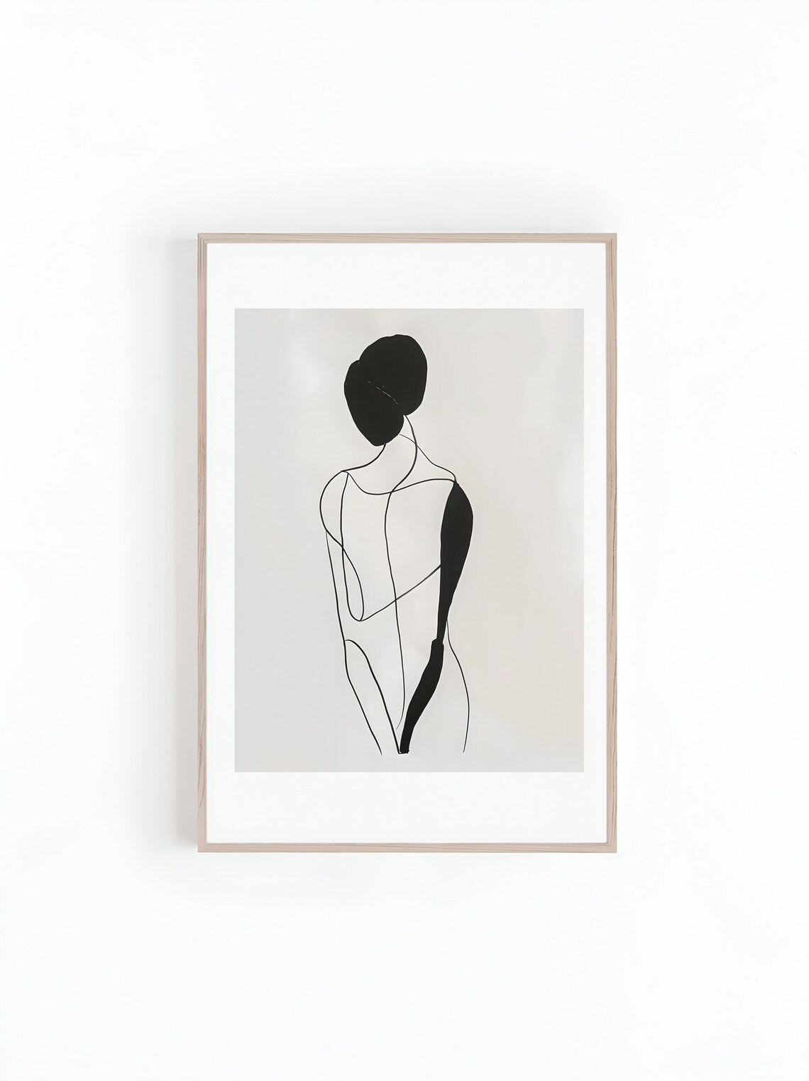 Stencil Line Drawing Of Woman, Minimalist Abstract Figure