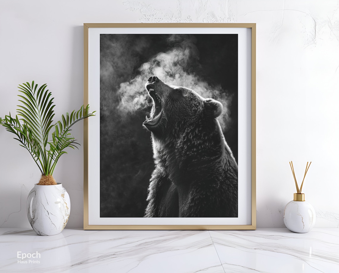 Grizzly Bear Photo, Black and White Wildlife - Image 3
