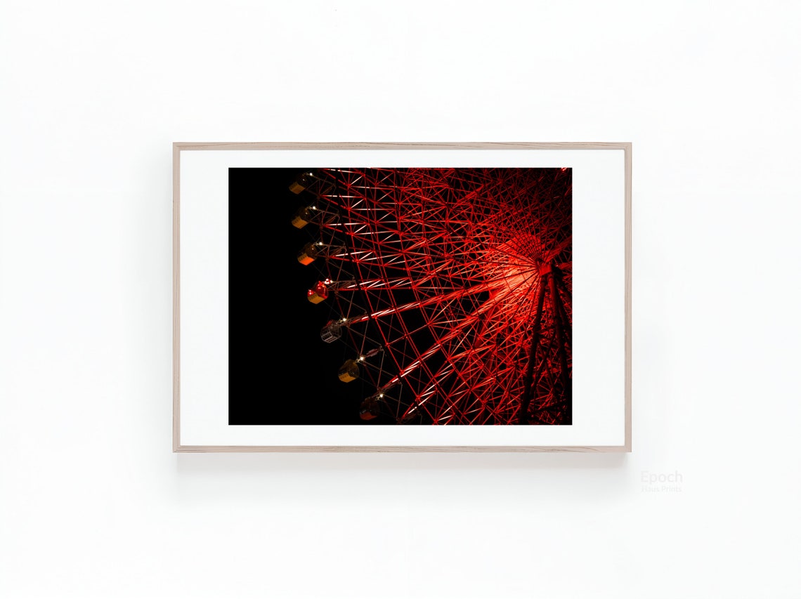 Osaka Ferris Wheel Photograph At Night Japan Photos Japan Cityscape Photos Urban Photography Art Print For Instant