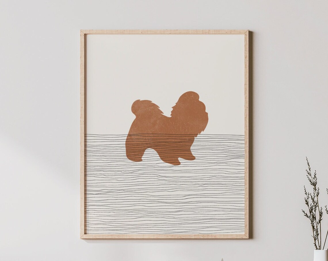 Minimalist Terracotta Shih Tzu Silhouette Boho Dog Breed Poster