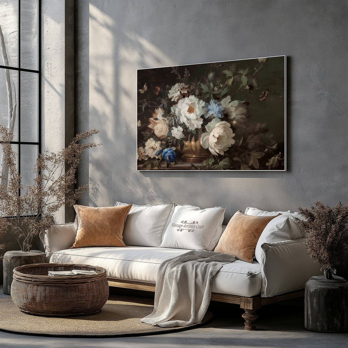 Frame Tv Art White Moody Flowers Moody Floral Tv Background Frame Tv Art Vintage Flower Still Life Farmhouse Painting Dark - Image 8