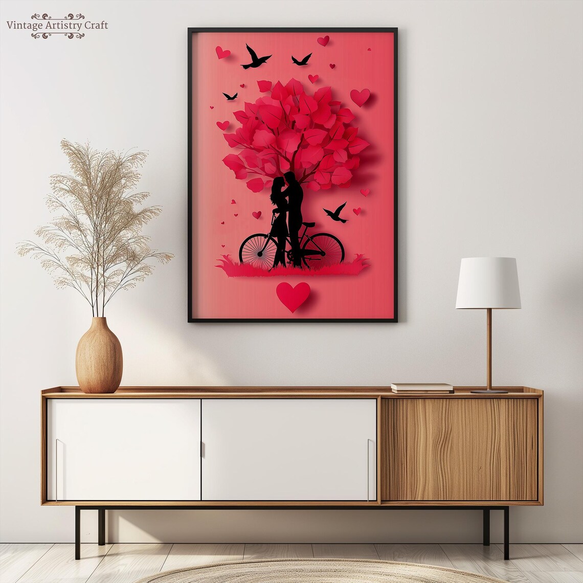 Romantic Couple Heart Tree Bicycle Valentines Day Card Design Poster - Image 4