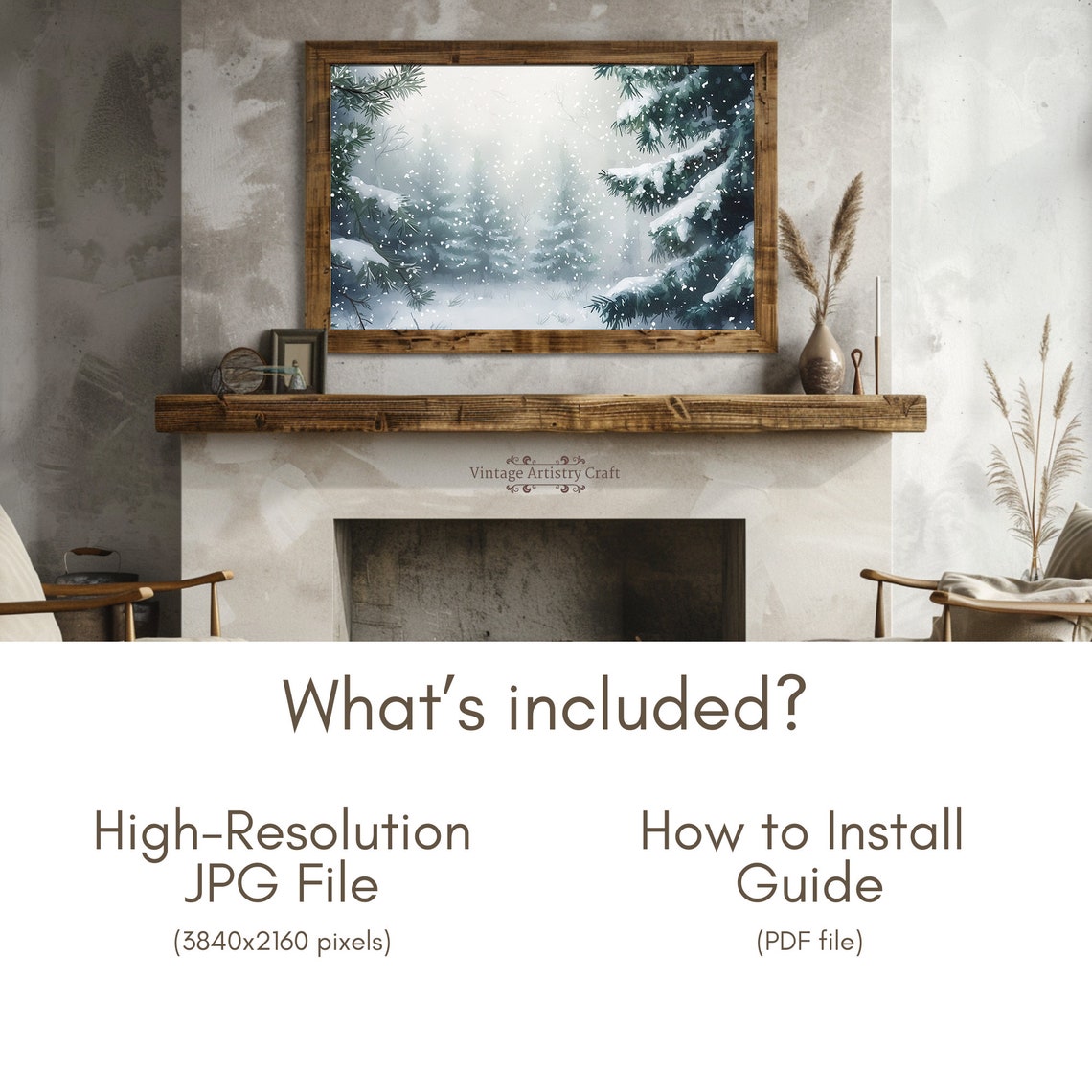 Falling Snow Through Snowy Pines Peaceful Winter Forest Poster - Image 6