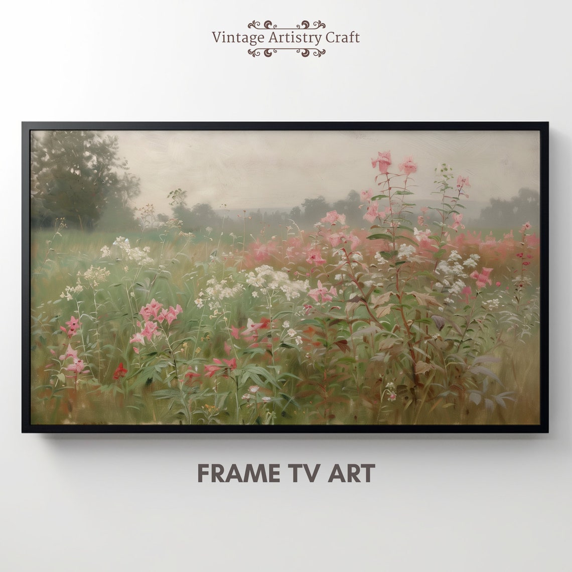 Pink Wildflowers Frame Tv Art Spring Field Of Flowers Vintage Meadow Floral Tv Art Spring Decor Vintage Farmhouse Tv Art - Image 7