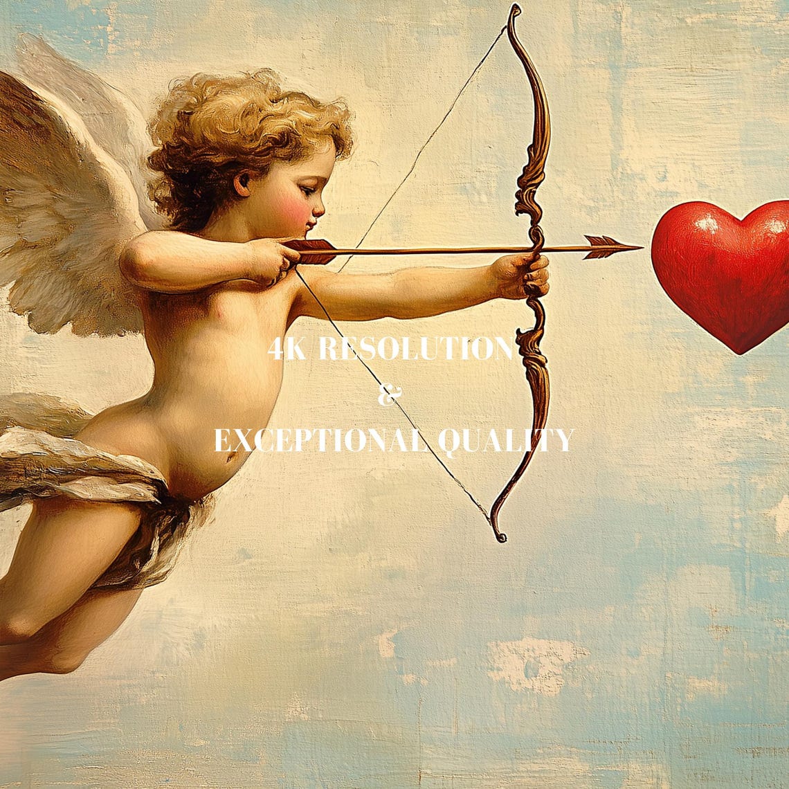 Cupid Drawing Bow Aiming Arrow Classic Red Heart Valentine Poster - Image 7