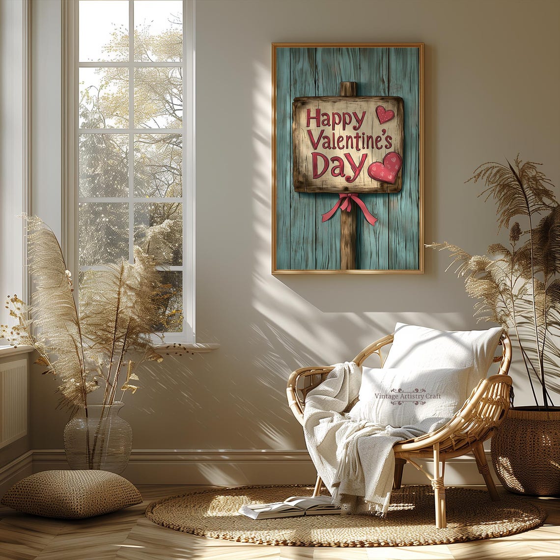 Happy Valentines Day Rustic Wooden Sign Heart Gift Box Styled Poster - Image 5