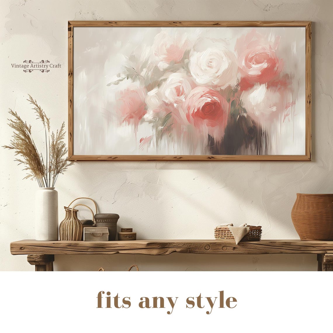 Blush Pink Roses Bouquet Elegant Watercolor Romantic Floral Poster - Image 8