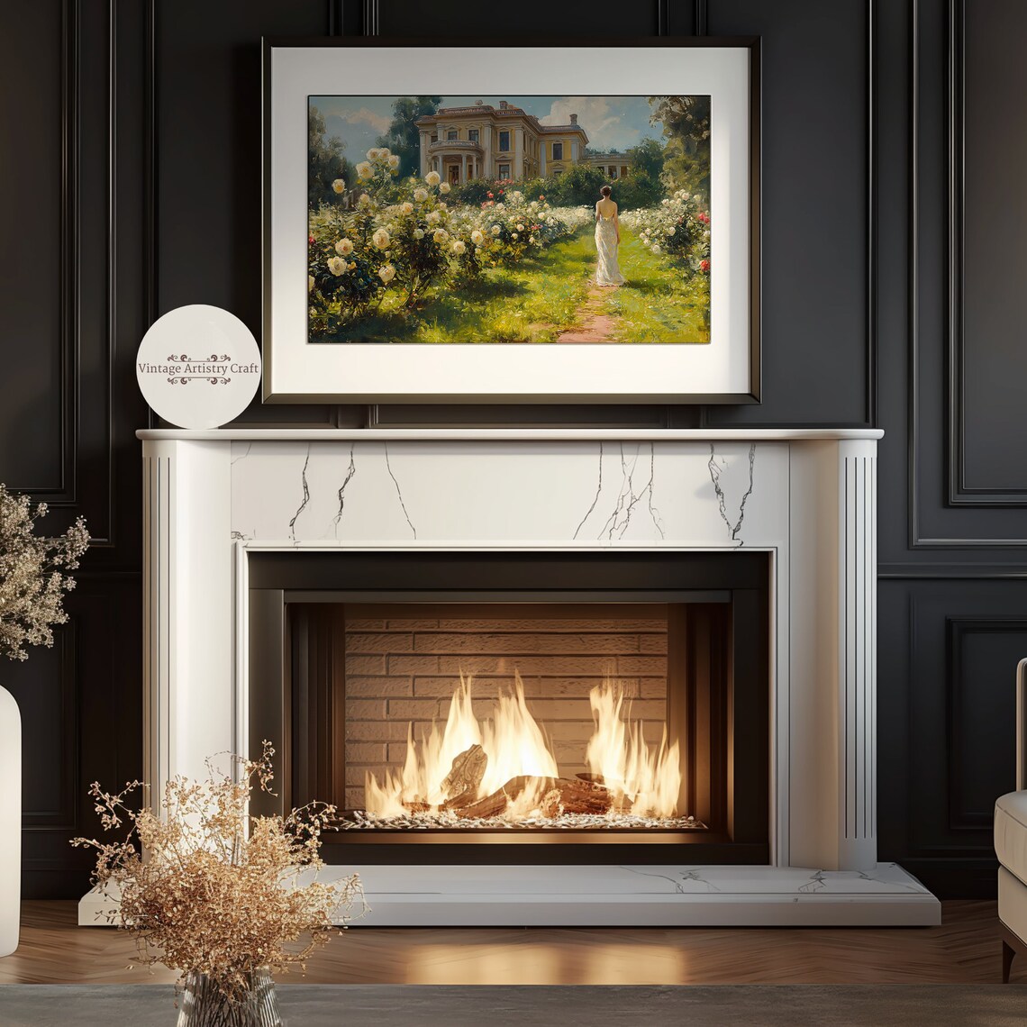 Woman in Rose Garden Summer Painting Art Print - Image 3