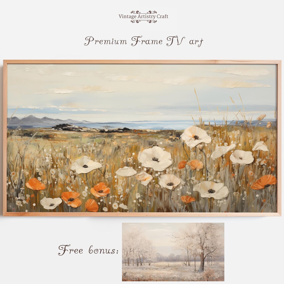 Vintage Fall Wildflower Field Landscape Art Print
