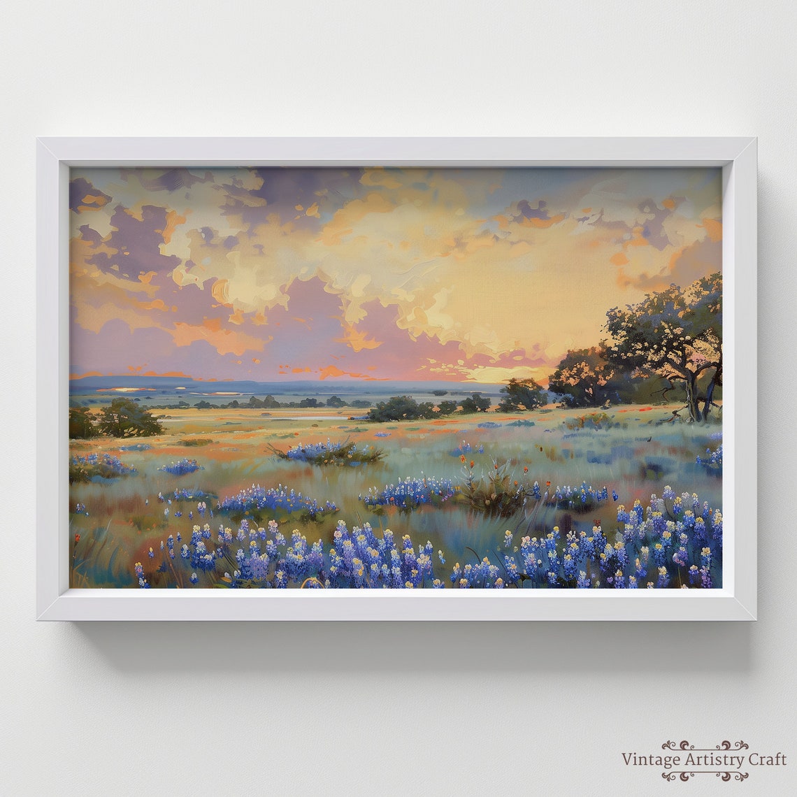 Wildflower Field Landscape Vintage Oil Painting Aesthetic Farmhouse Wall Art Country Landscape Art Print - Image 3