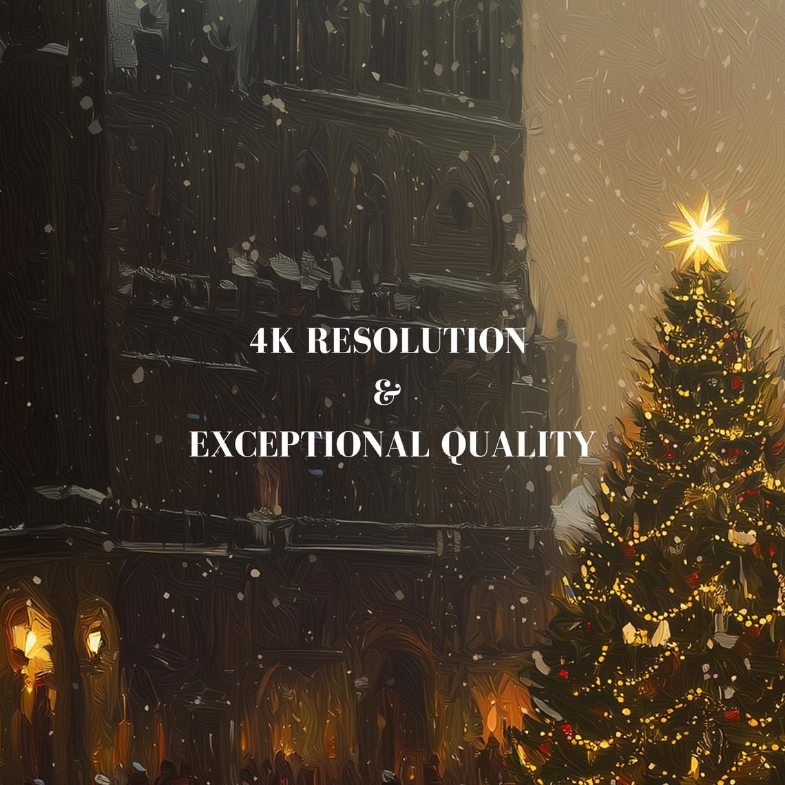 Snowy Old Town Square Christmas Tree Winter Festive Night Poster - Image 7