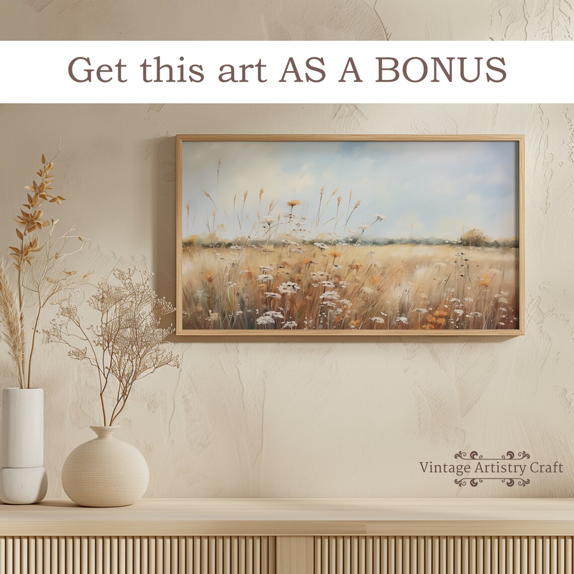 Orange Poppy Wheat Field Wildflower Golden Meadow Vintage Poster - Image 5
