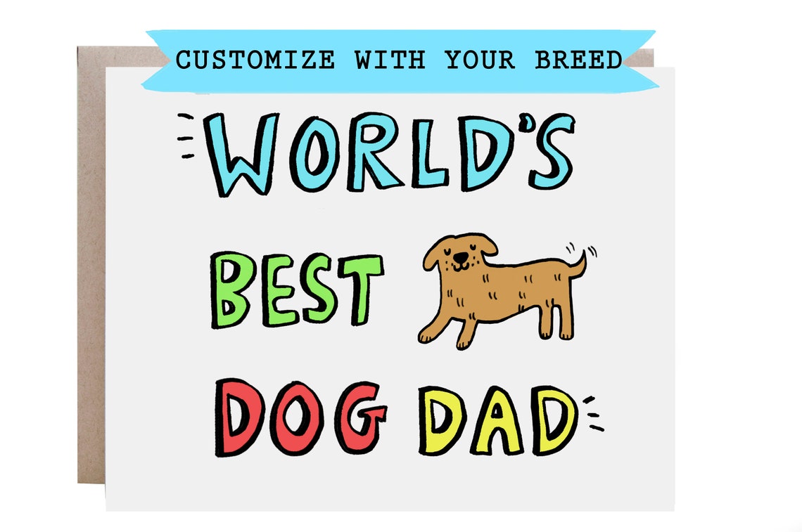 World's Best Dog Dad Customizable Breed Colorful Greeting Poster