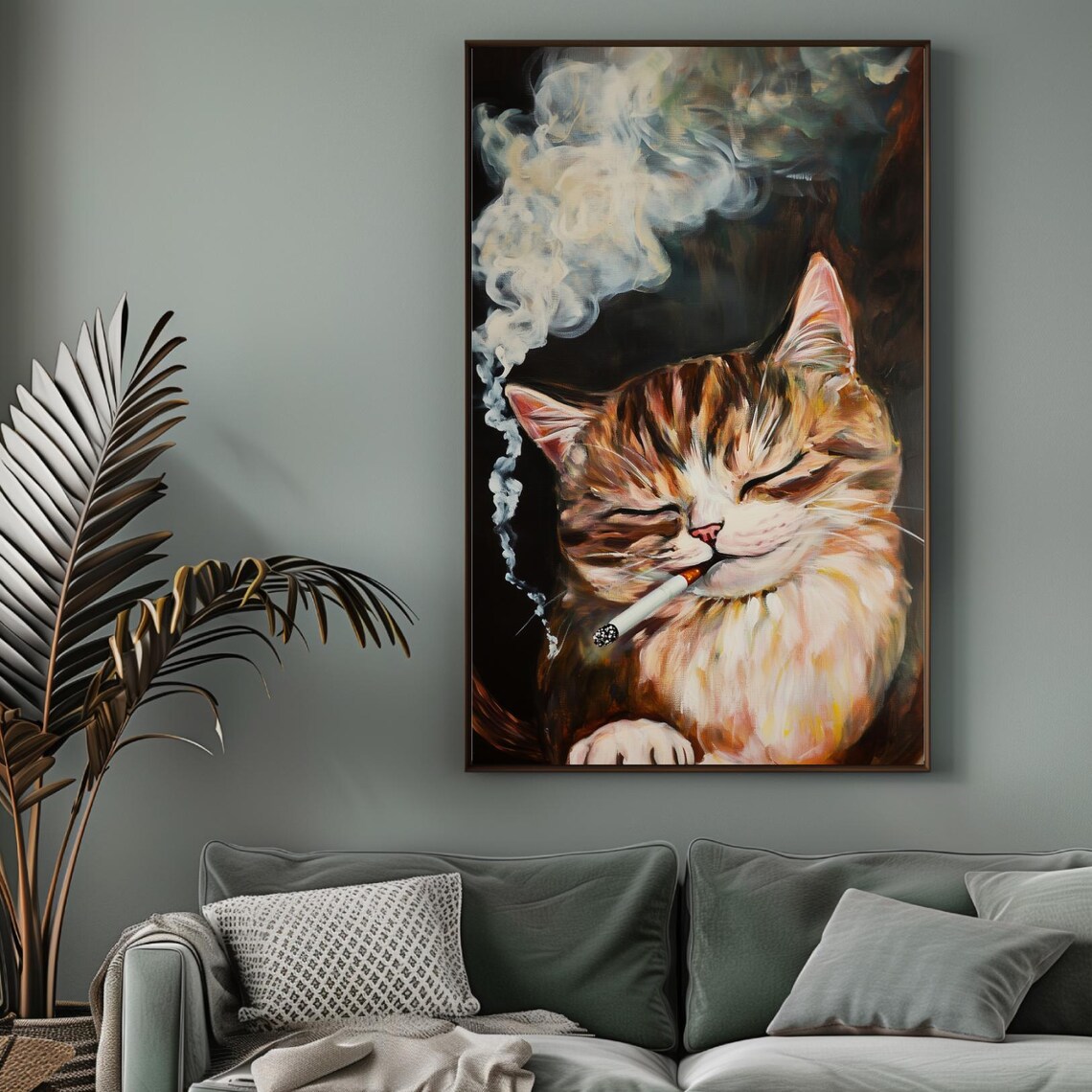Smoking Cat Funny Animal Painting Vintage Bar Decor Night Poster - Image 6
