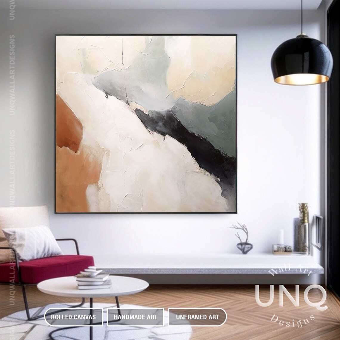 Minimalist Abstract Painting, Beige Brown Art Print - Image 4