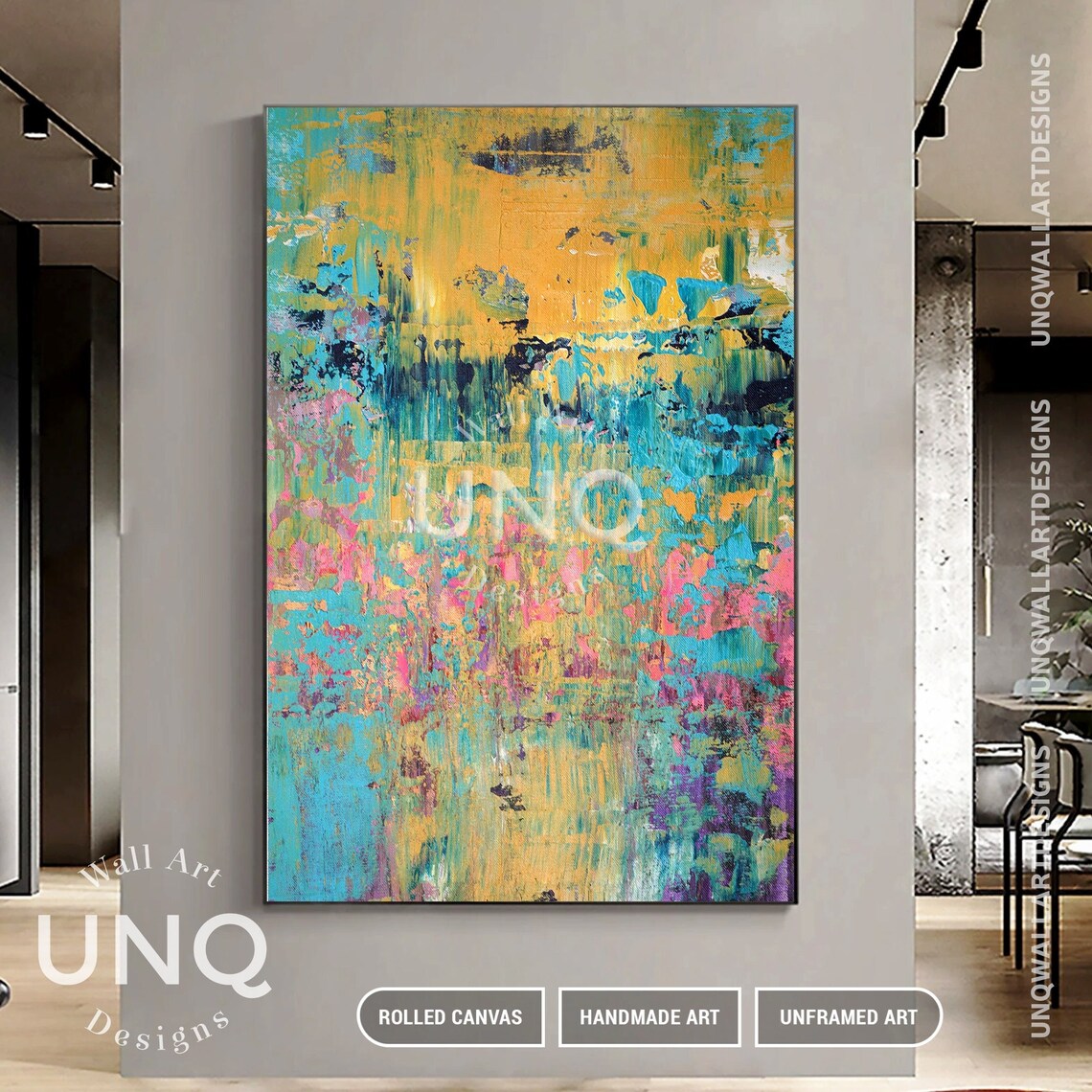 Blue Textured Oil Painting, Modern Boho Art Print - Image 3