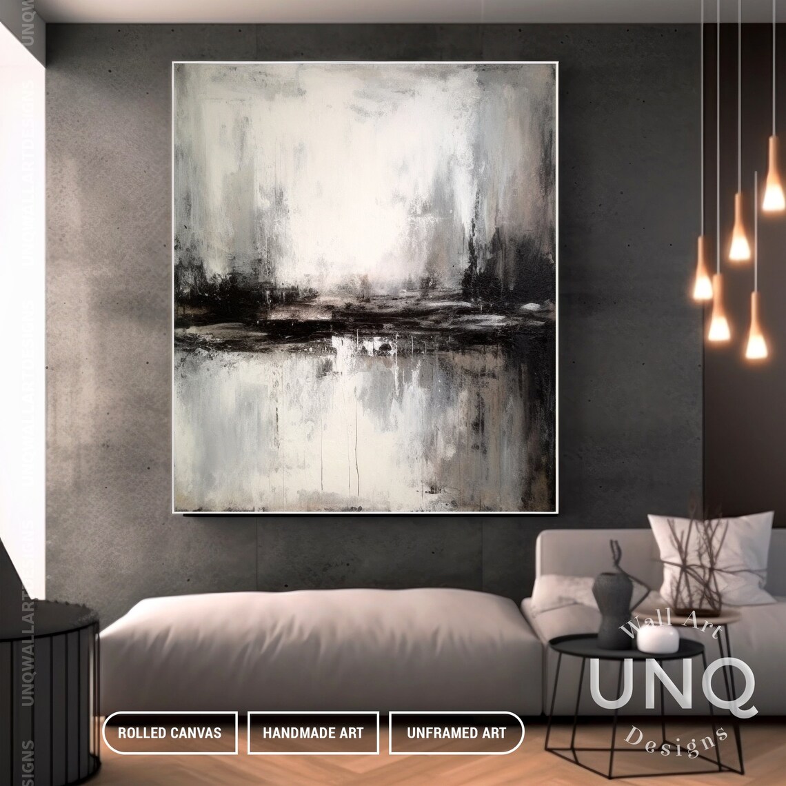 Abstract Landscape Art Print, Brown Grey Minimalist - Image 3
