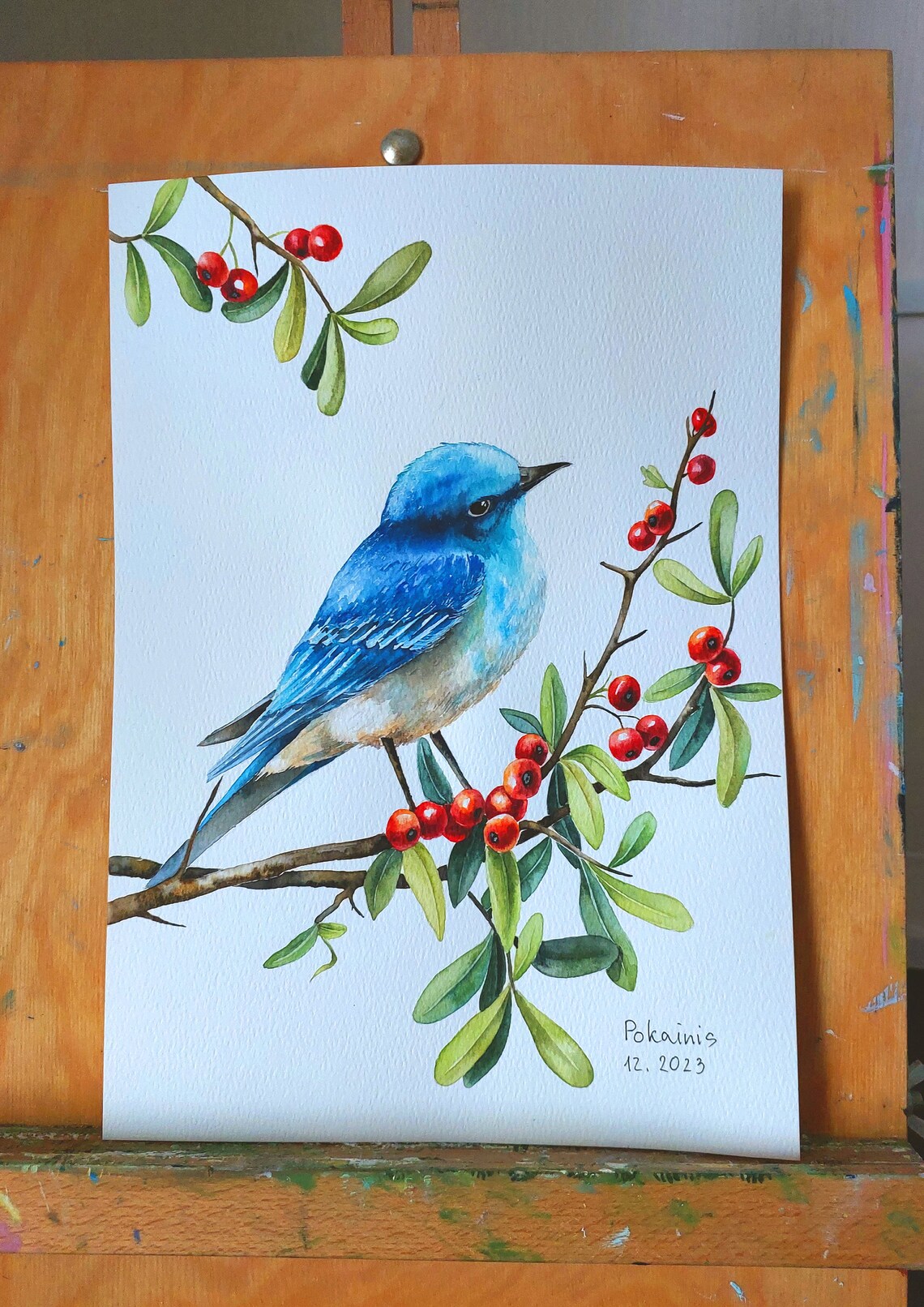 Watercolor Tufted Titmouse Bird Wall Art Print - Image 2