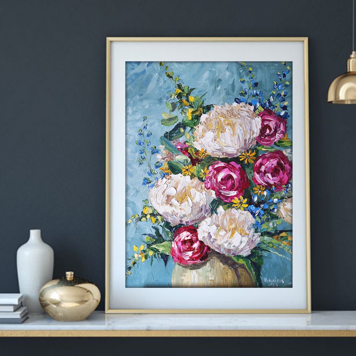 Peony Oil Painting, Floral Still Life Art Print - Image 3