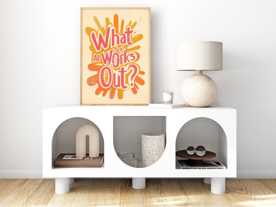 What If It All Works Out Motivational Retro Quote Sunburst Poster - Image 2