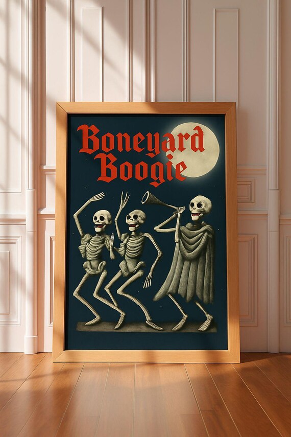 Boneyard Boogie Halloween Poster Wall Art
