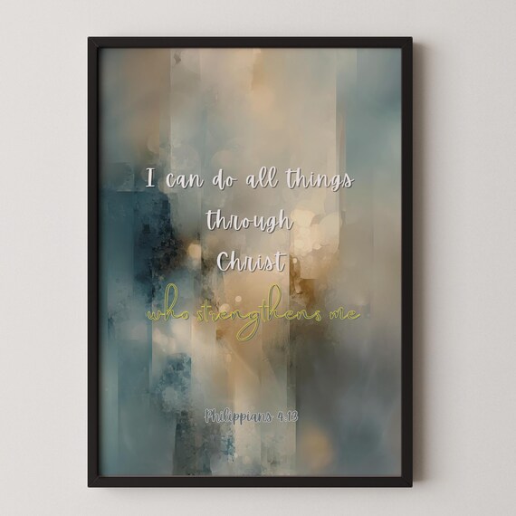 Abstract Philippians 413 Scripture Art Modern Bible Verse Wall Decor Christian Faith Print