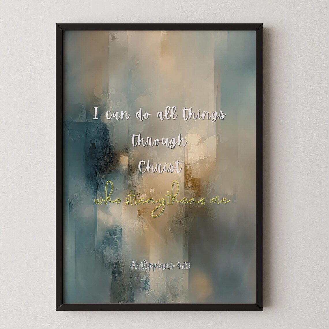 Abstract Philippians 413 Scripture Art Modern Bible Verse Wall Decor Christian Faith Print