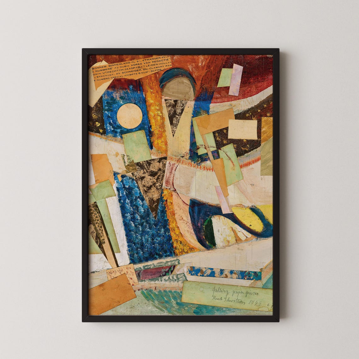 Mid Century Geometric Collage Poster Vintage Newspaper Abstract Art