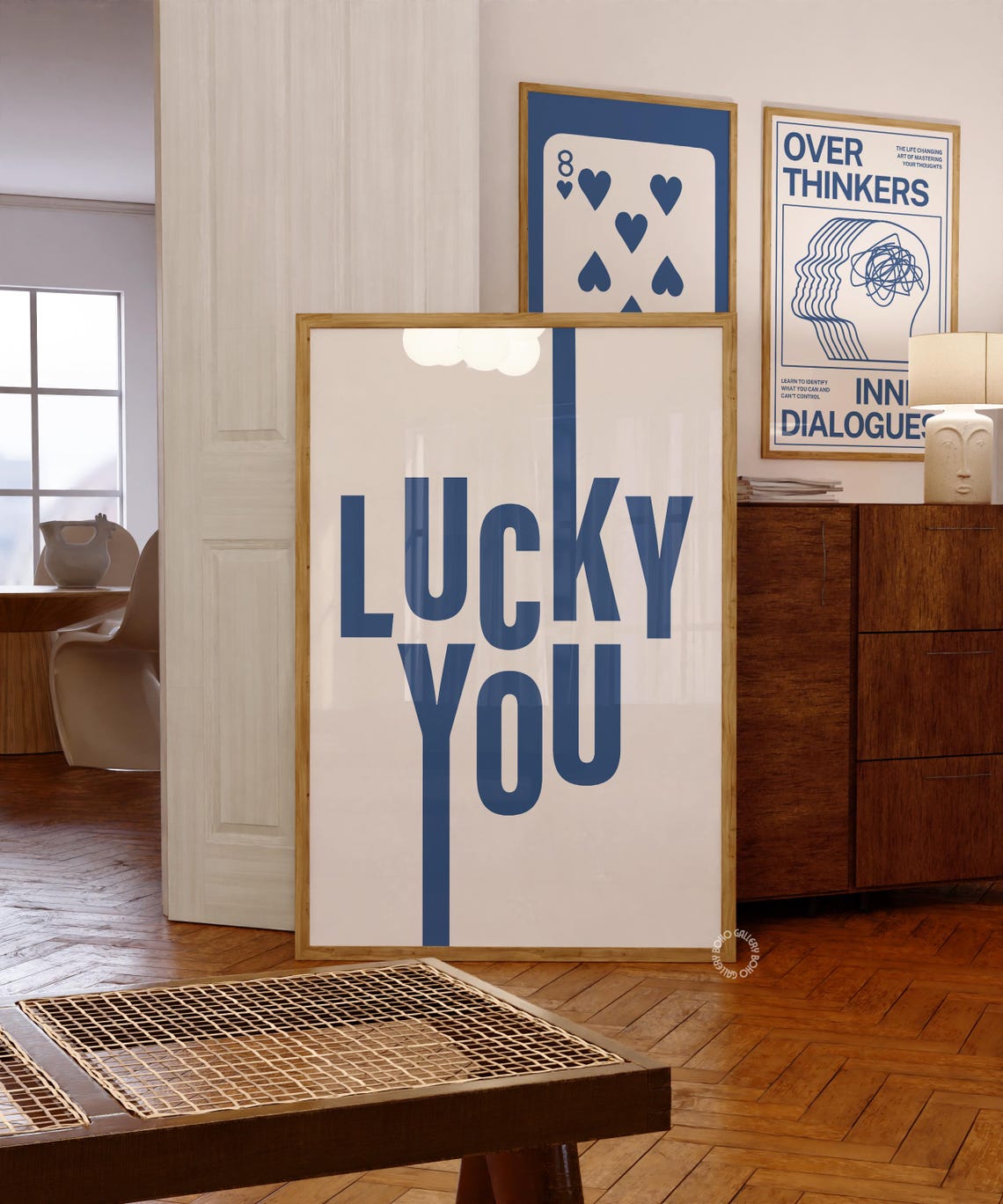 Lucky You Bold Blue Typography Retro Statement Lettering Poster