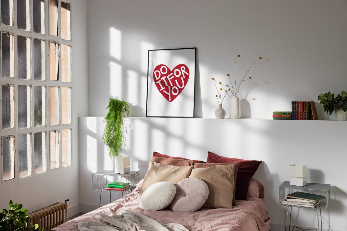 Do It For You Red Heart Motivational Typography Mantra Poster - Image 2