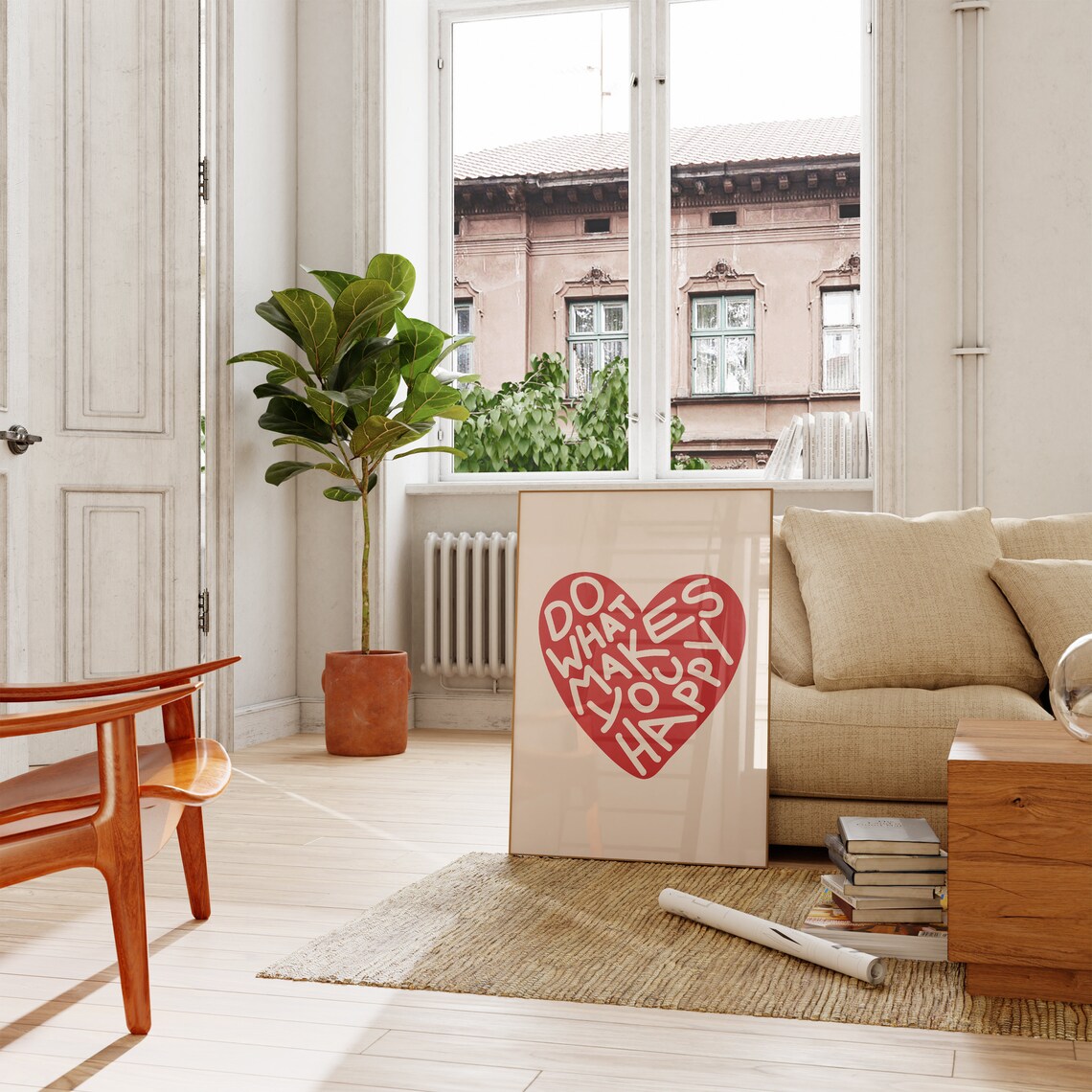 Soft Pink Heart Love Typography Poster, Maximalist - Image 3