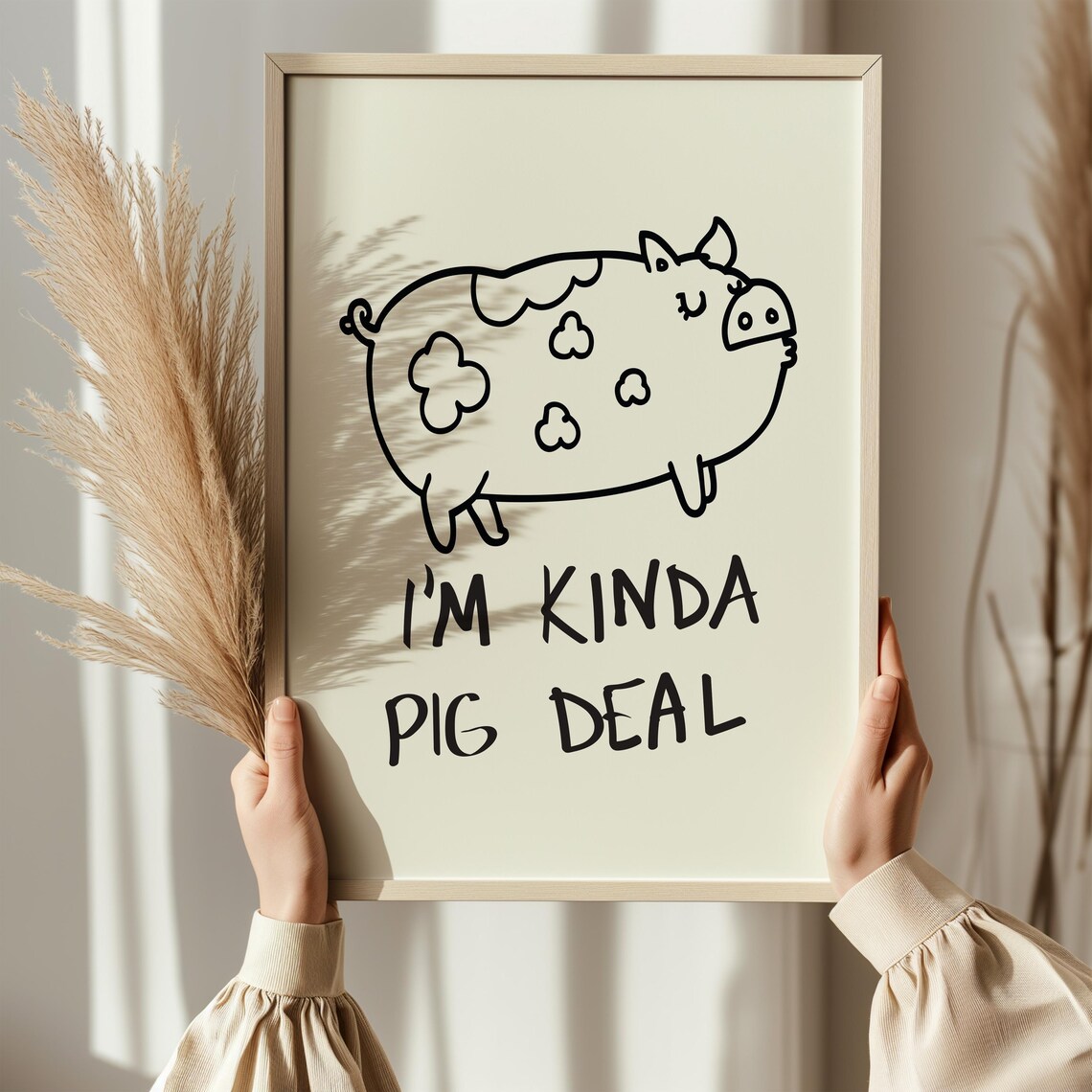 I'm Kinda Pig Deal Funny Doodle Pig Pun Humour Kitchen Poster - Image 3