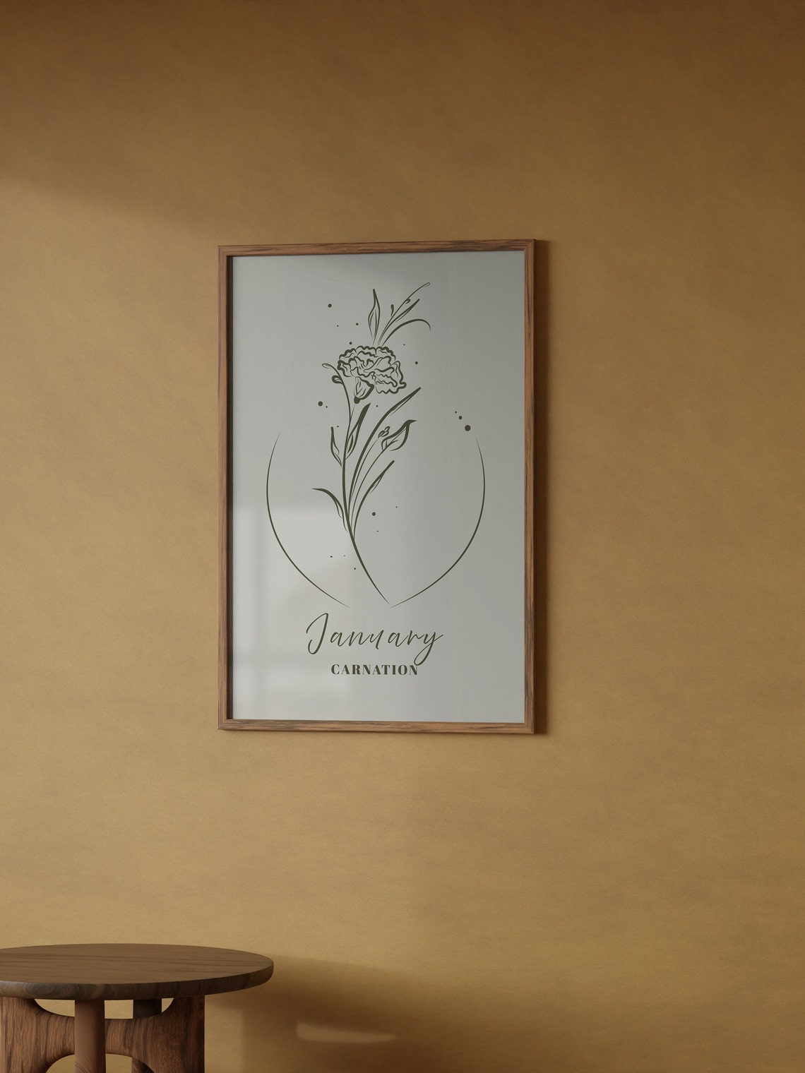 January Birth Flower Carnation Minimalist Botanical Line Art Poster