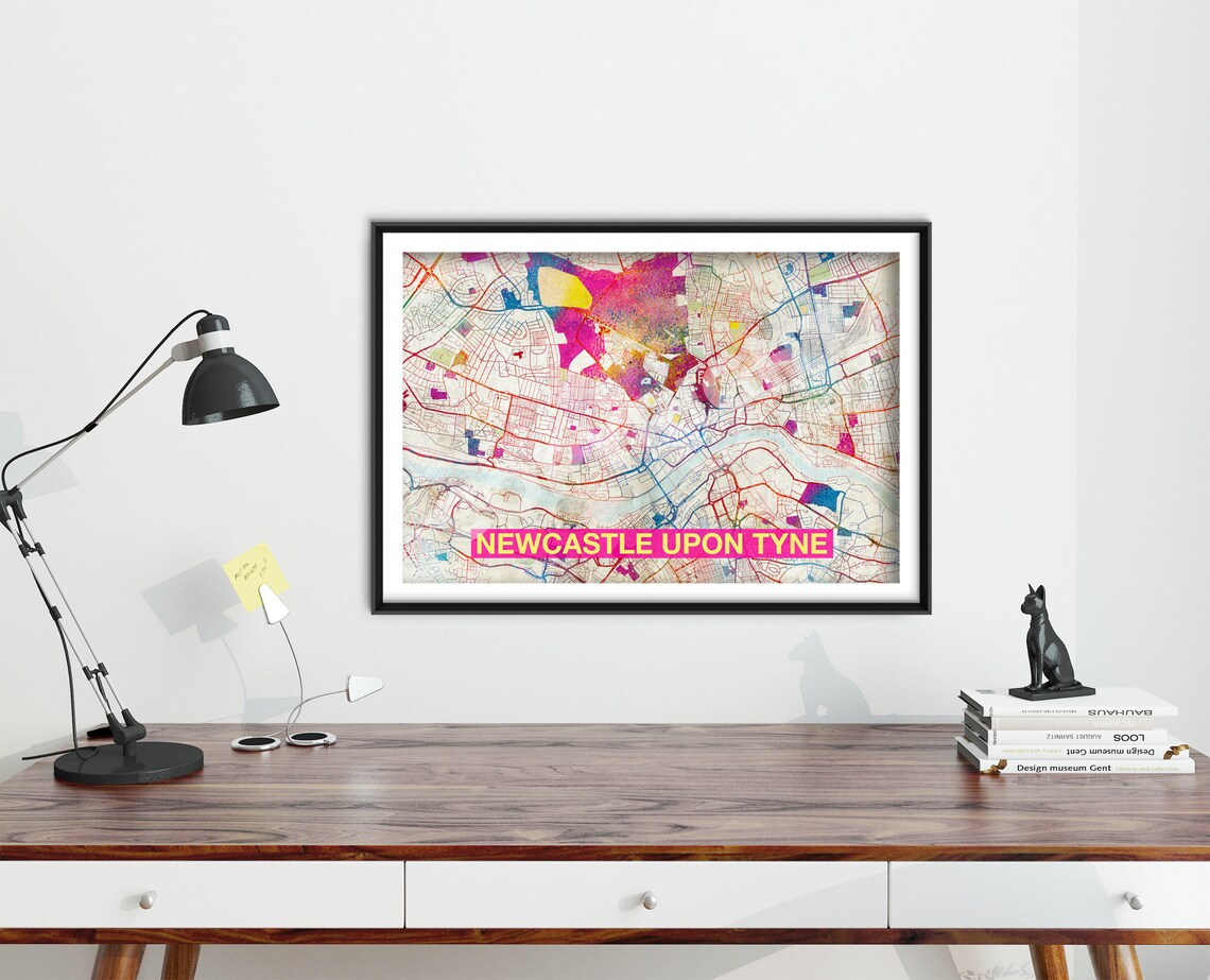 Newcastle Upon Tyne Map Art Print, England