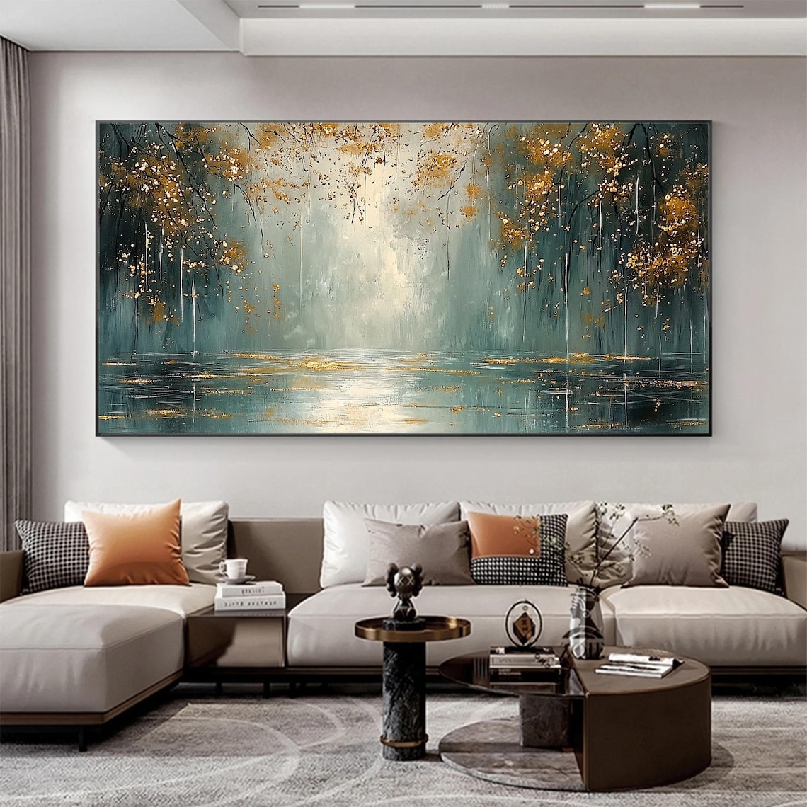 Minimalist Abstract Tree Landscape Oil Painting Art Print - Image 4