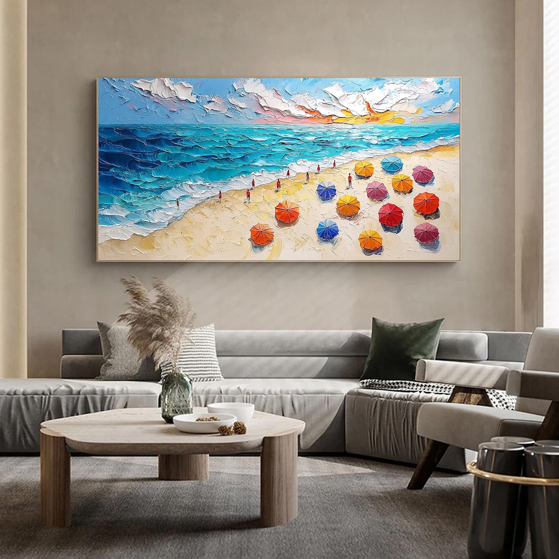 Abstract Beach Oil Painting, Summer Seaside Art Print - Image 5