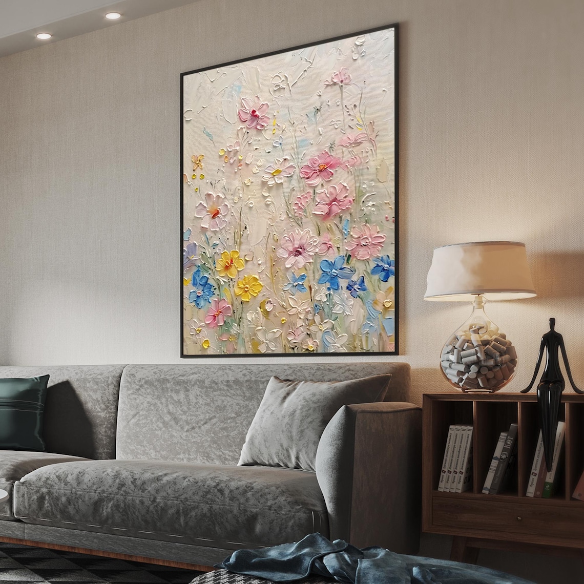 Colorful Flower Oil Painting, Modern Floral Art Print - Image 2