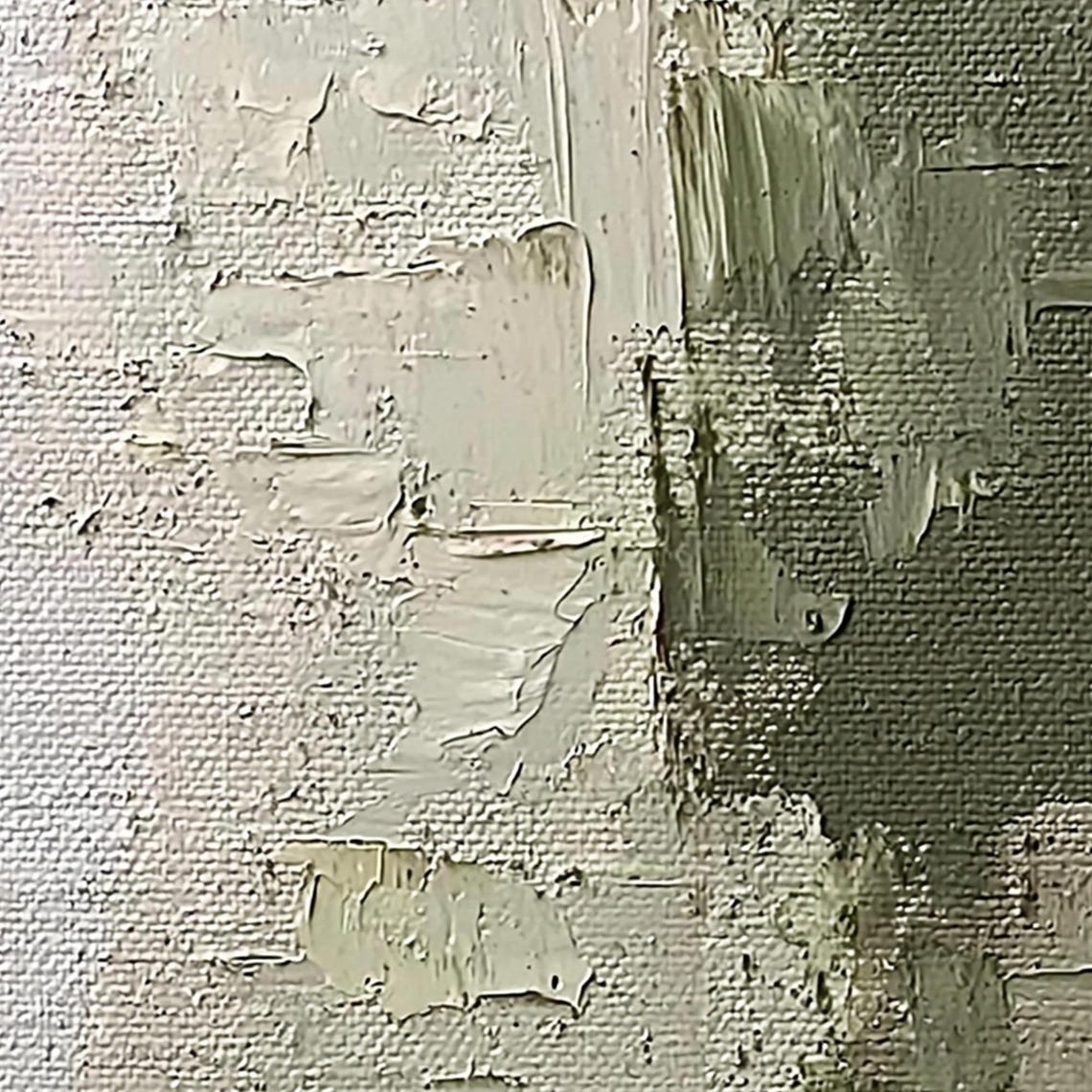 Beige Plaster Abstract with Olive Green Block Minimalist Wall Art - Image 3