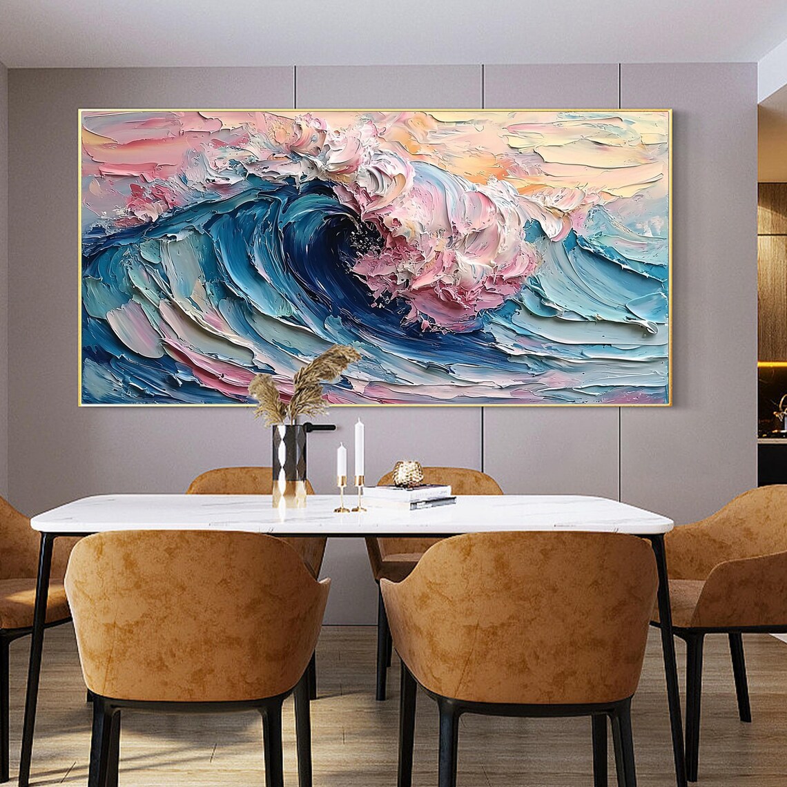 Textured Colorful Wave Seascape Oil Painting Art Print - Image 2